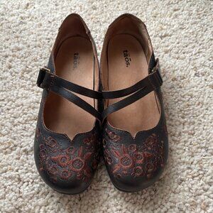 Taos Embroidered Wish Mary Janes - Brown Leather  - Women's 7.5 US